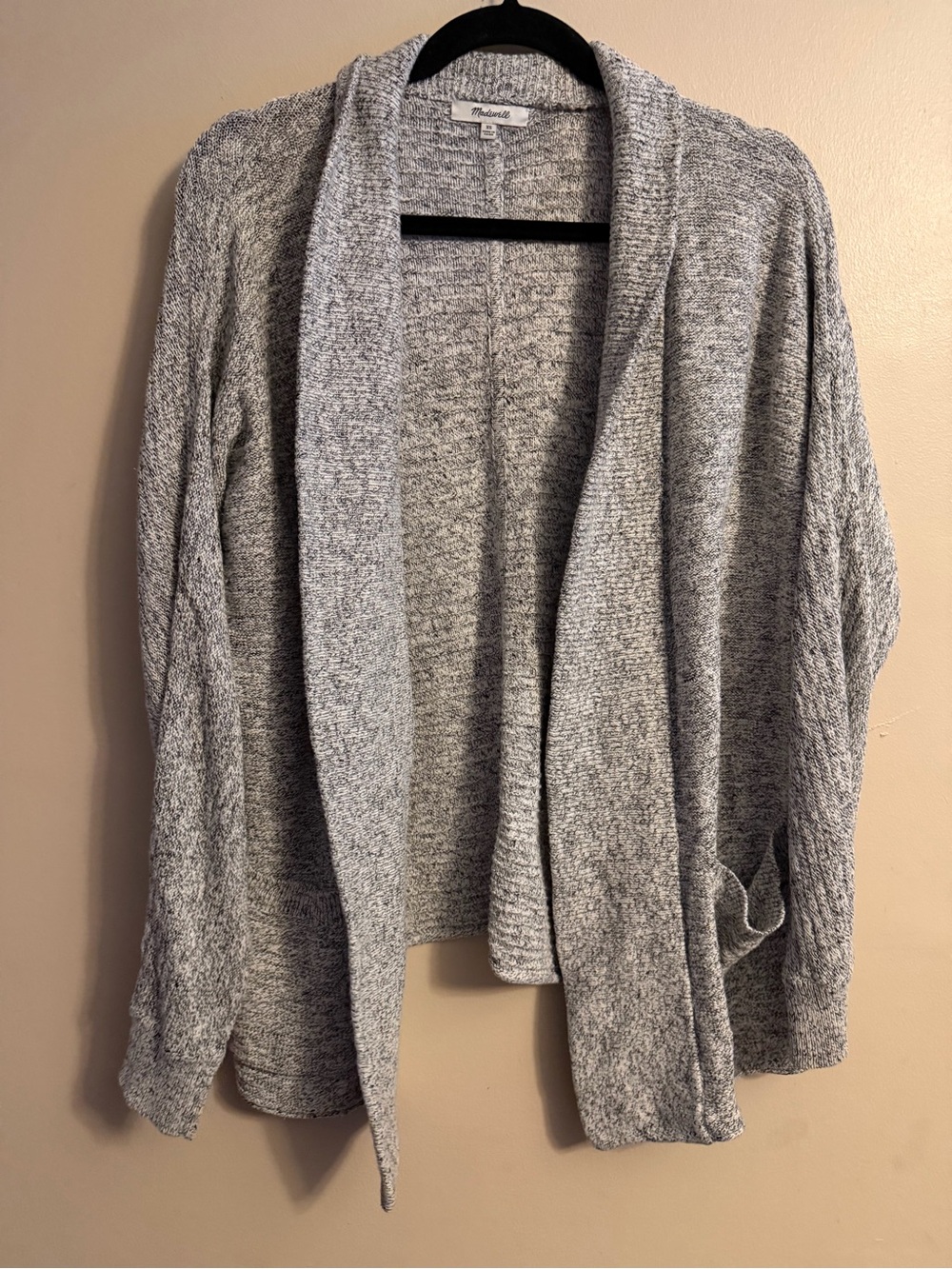 Madewell Light Gray Open-Front Knit Cardigan